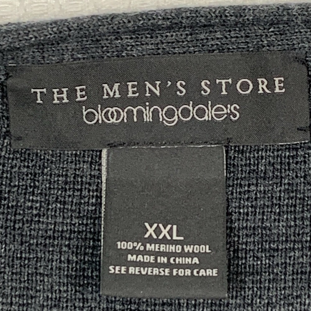 Bloomingdales Mens Merino Wool Sweater Vest XXL Grey Button Front V Neck - Picture 7 of 9